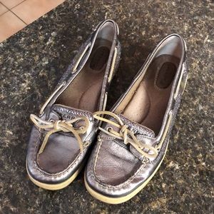 Silver Sparkle Short Sperry Topsiders Size 8.5